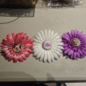 Set of Three Disney Flower Hair Clips